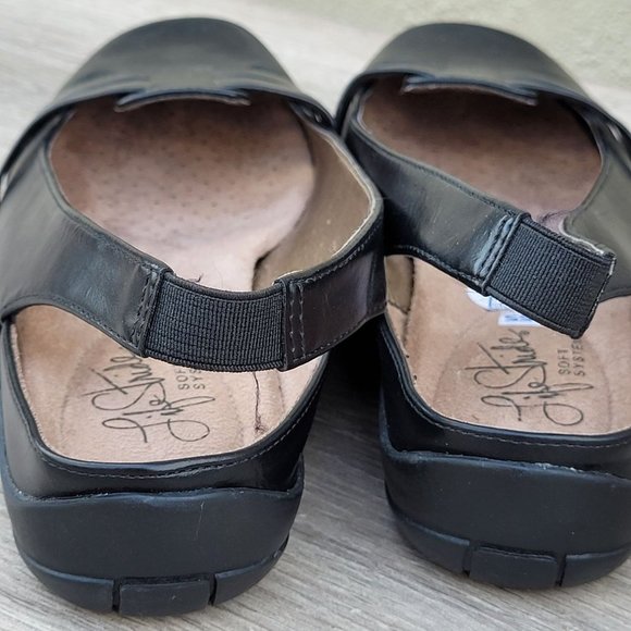 Life Stride Danilla Sling Black Faux Leather Flats Sz 7.5 - Picture 10 of 13